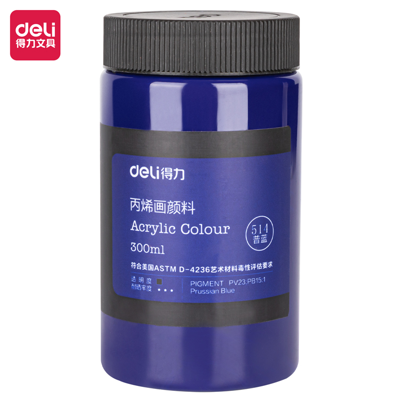 deli 73875 Acrylic Colors, 300ml, Prussian Blue