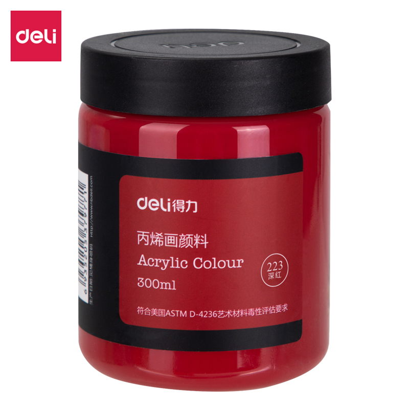 deli 73875 Acrylic paint, 300ml, Dark Red