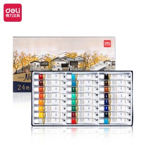 deli 73887 Chinese Painting, 24 colors 12ml, Assorted Colors