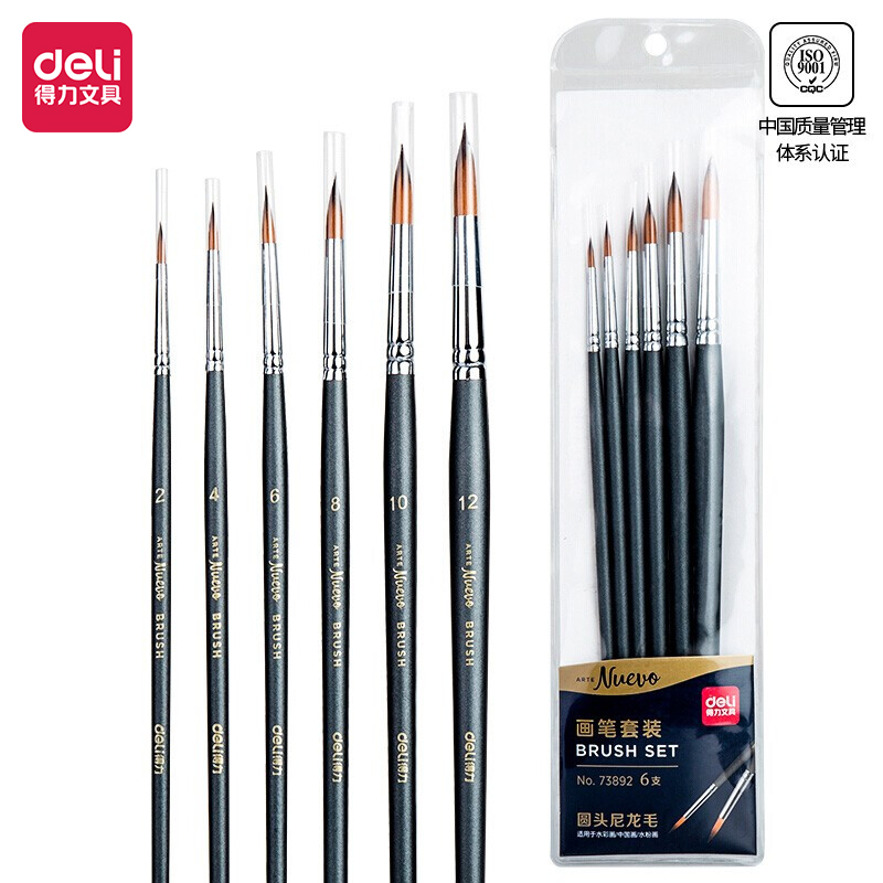 deli 73892 Brush Set, Round head nylon wool, Grey