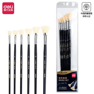 deli 73896 Brush Set, Fan-shaped bristles, Black
