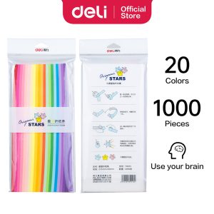 deli 74835 Origami paper, 10*235mm/1000 sheets, Assorted Colors