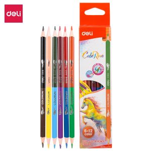 deli EC00500 Dual Colored Pencil, 6 colors, Assorted Colors