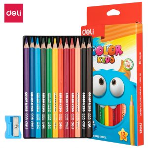 deli EC00600 Jumbo Colored Pencil, 12 colors, Assorted Colors