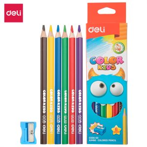 deli EC00660 Jumbo Colored Pencil, 6 colors, Assorted Colors