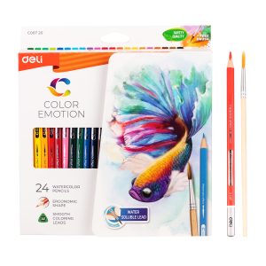 deli EC00720 Water Colored Pencil, 24 colors, Assorted Colors
