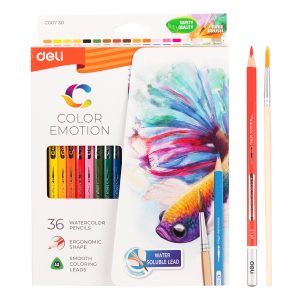 deli EC00730 Water Colored Pencil, 36 colors, Assorted Colors
