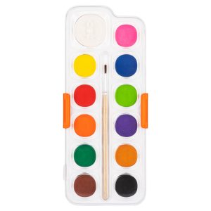 deli EC10-12 Watercolor Painting, 12 colors, φ28mm, white color φ40mm, Assorted Colors