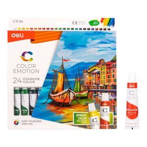 deli EC11-24 Gouache, 24 colors,12ml/tube, Assorted Colors