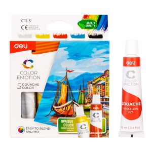 deli EC11-5 Gouache, 5 colors,12ml/tube, Assorted Colors
