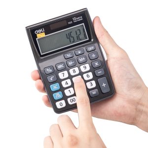 deli E1122 Portable Calculator, Plastic-12 digits, Green