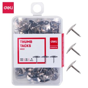 deli E0022 Thumb Tack, #3, 10mm, 3/8'', Silver