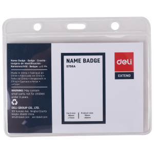 deli E5756A Name Badge, card size:70*105mm, Transparent