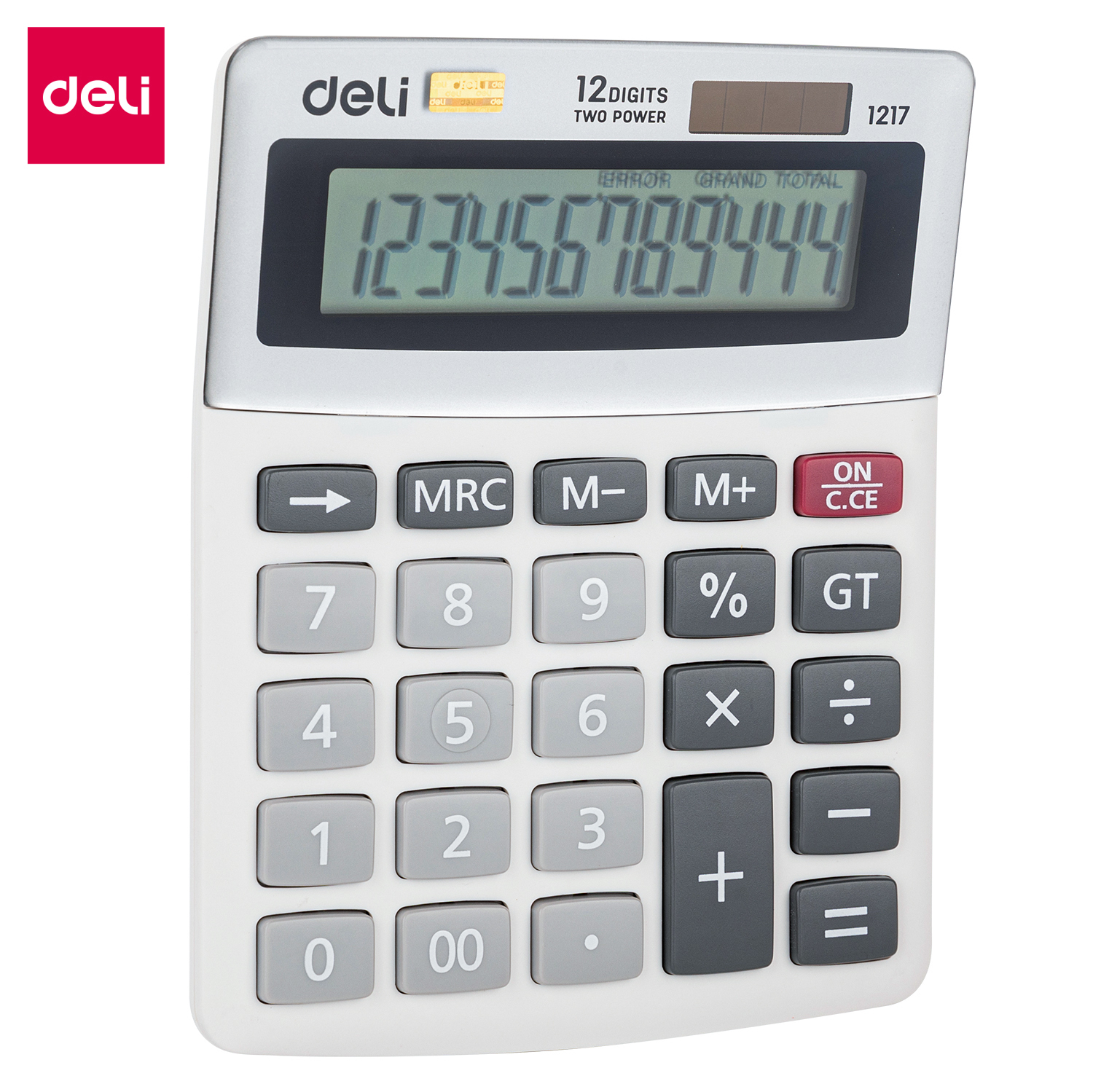 deli E1217 Desktop Calculator, Plastic-12 digits, White