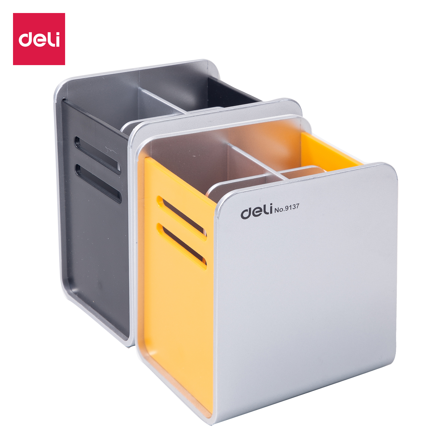 deli E9137 Pen Holder, 90×80×110mm, Assorted Colors