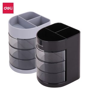 deli E9147 Pen Holder, 86×86×103mm, Assorted Colors