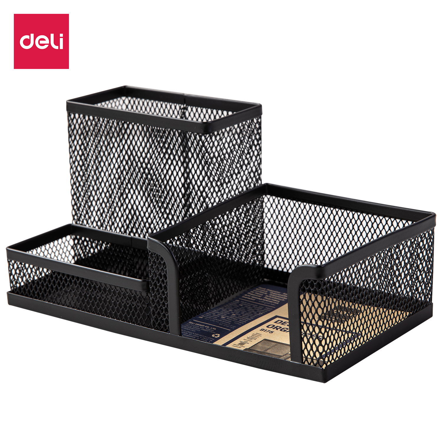 deli E9175 Desk Organizer, 215×75×53mm, Black