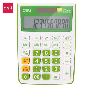 deli E1238 Desktop Calculator, Plastic-12 digits, Green