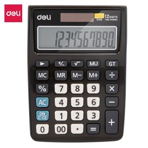 deli E1238 Desktop Calculator, Plastic-12 digits, Grey