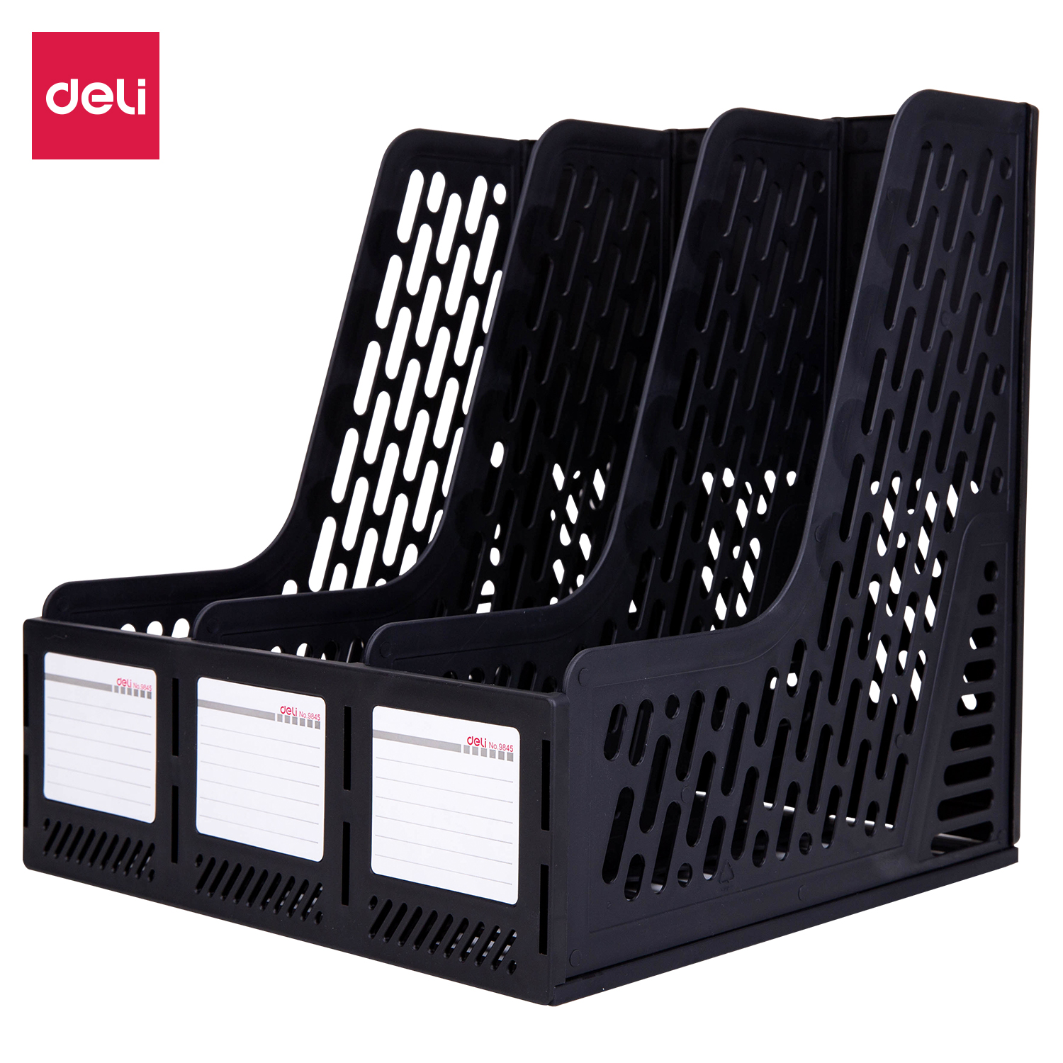 deli E9845 Magazine Container, 265×250×295mm, Black