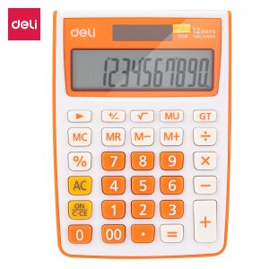 deli E1238 Desktop Calculator, Plastic-12 digits, Orange