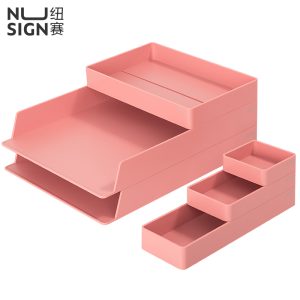 deli ENS001 Desk Organizer, 324×239×45mm, Light Red