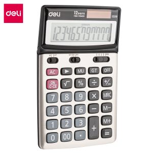 deli E1239 Desktop Calculator, Metal-12 digits, Silver