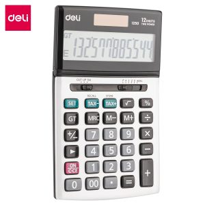 deli E1250 Desktop Calculator, Metal-12 digits,tax, Silver