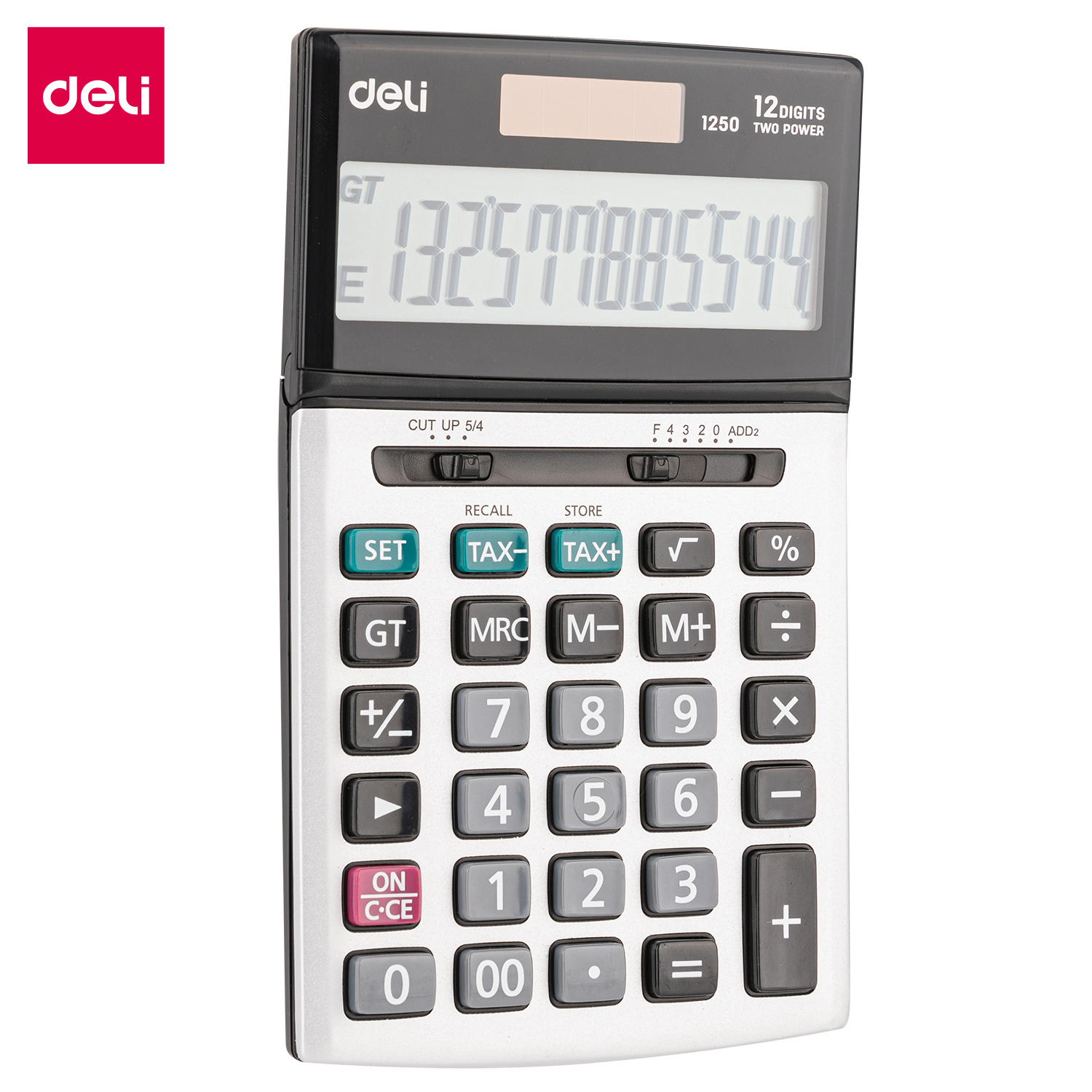 deli E1250 Desktop Calculator, Metal-12 digits,tax, Silver