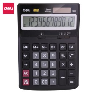 deli E1507 Desktop Calculator, Plastic-12 digits, Black