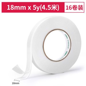 deli 30411 Mounting Tape, 18mm*5y*2.5mm(1roll/bag), White