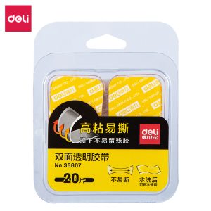 deli 33607 Mounting Tape, 28mm*28mm*1mm, Transparent