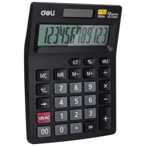 deli E1519A Desktop Calculator, Plastic-12 digits, Black