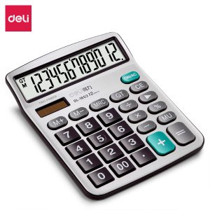 deli 1653 Desktop Calculator, Metal-12 digits, Silver