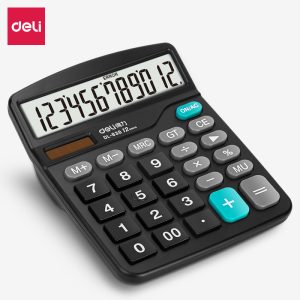 deli 0838 Desktop Calculator, Plastic-12 digits, Black