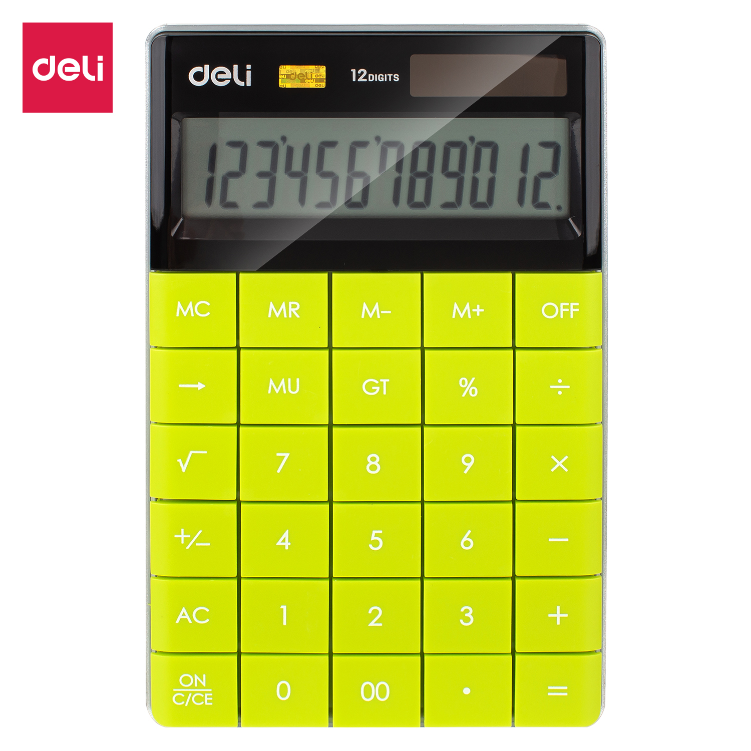 deli E1589 Desktop Calculator, Plastic-12 digits, Green