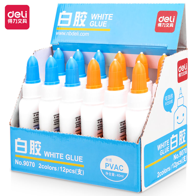 deli 9070 White Glue, 40ml, Assorted Colors