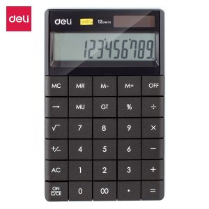 deli E1589P Desktop Calculator, Plastic-12 digits, Black
