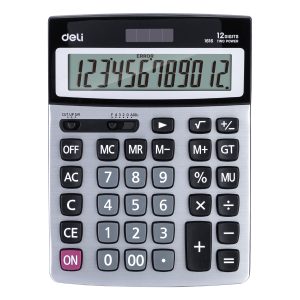 deli E1616 Desktop Calculator, Metal-12 digits, Silver