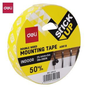 deli EA35113 Mounting Tape, 1mm*25.4mm*5M, White