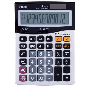 deli E1629 Desktop Calculator, Metal-12 digits, 120 steps check,tax, Golden