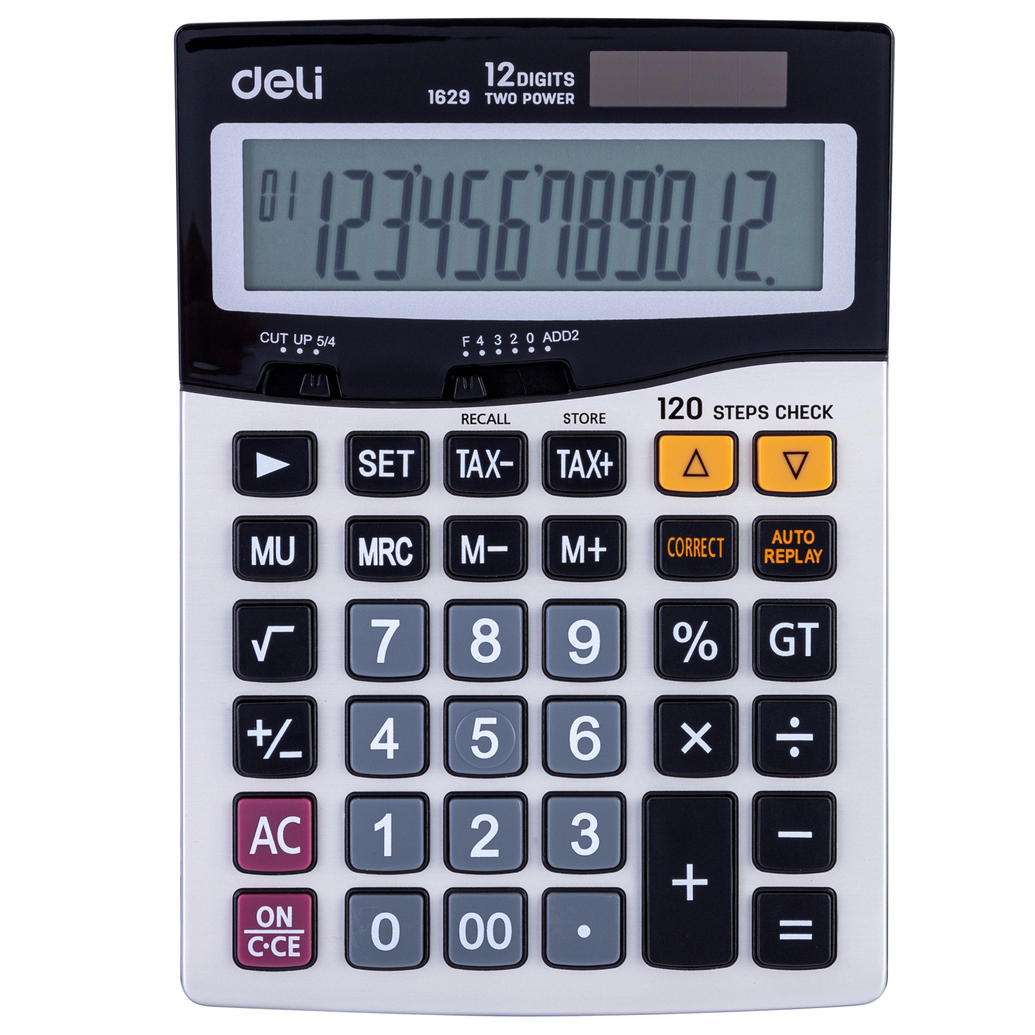 deli E1629 Desktop Calculator, Metal-12 digits, 120 steps check,tax, Golden