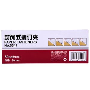 deli 5547 Fasteners, 80mm 2 hole binding, Silver
