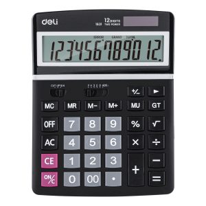 deli E1631 Desktop Calculator, Plastic-12 digits, Black