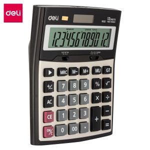 deli E1632 Desktop Calculator, Metal-12 digits, Golden