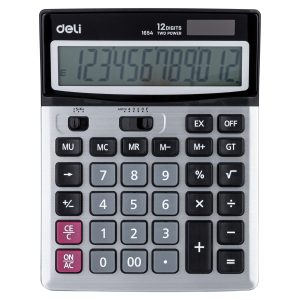 deli E1654 Desktop Calculator, Metal-12 digits, Silver