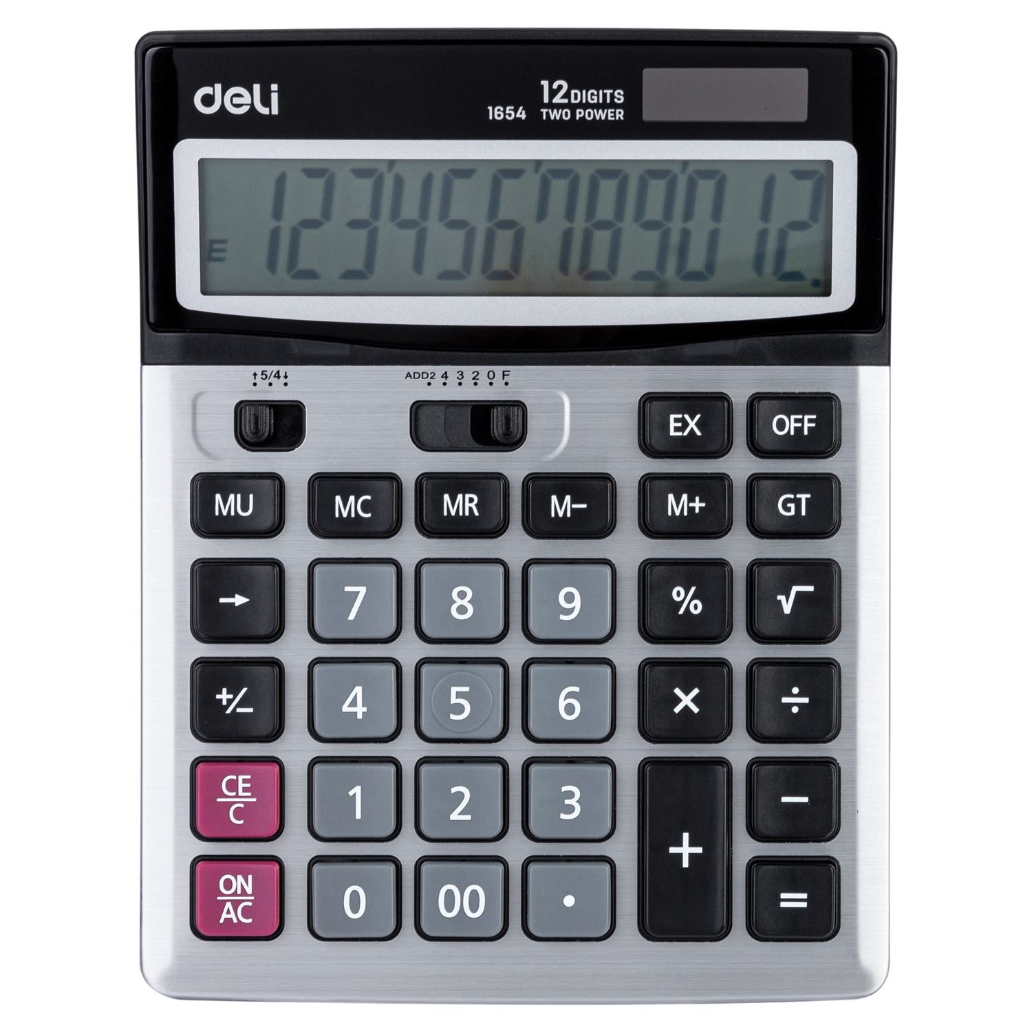 deli E1654 Desktop Calculator, Metal-12 digits, Silver