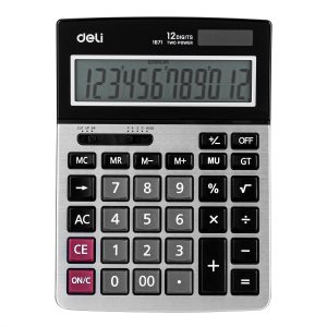 deli E1671 Desktop Calculator, Metal-12 digits, Silver