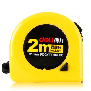 deli 8201 Steel Measure Tape, 2m, Yellow
