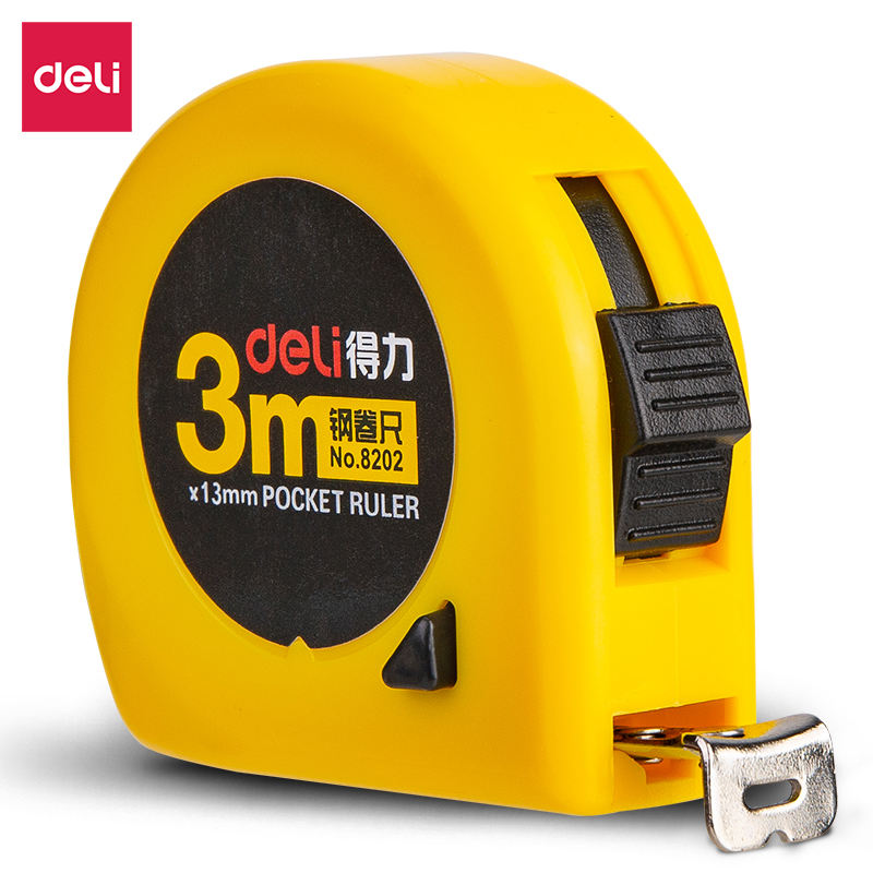 deli 8202 Steel Measure Tape, 3m, Yellow